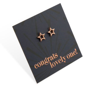 Stainless Steel Earring Studs - Congrats Lovely One - OPEN STARS