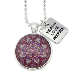 BOHO Collection - Bright Silver 'TEACH LOVE INSPIRE' Necklace - Daybreak (10214)