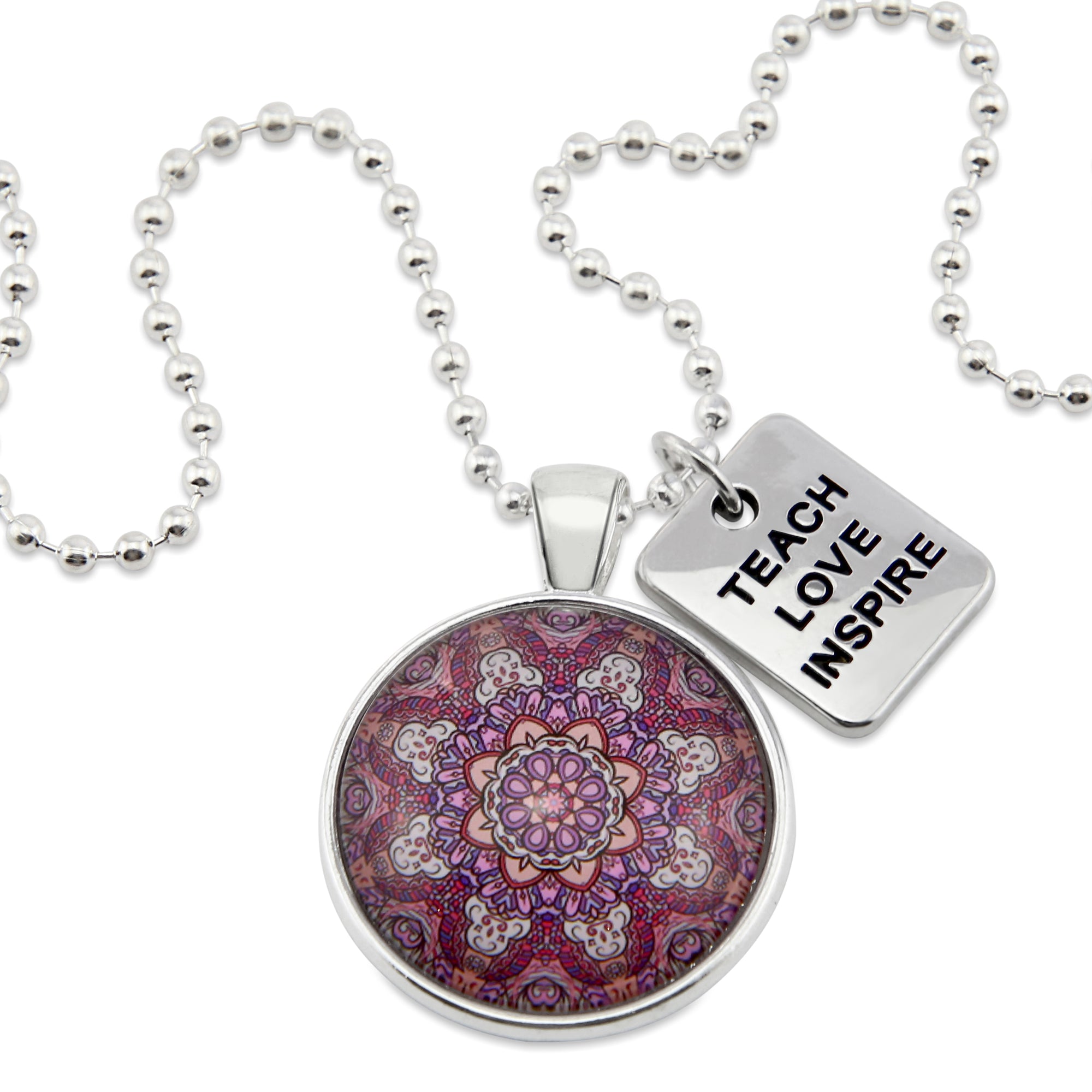 BOHO Collection - Bright Silver 'TEACH LOVE INSPIRE' Necklace - Daybreak (10214)