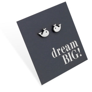 Stainless Steel Earring Studs Dream Big WHALES sliver, black, rose gold, gold