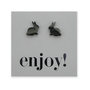 Stainless Steel Earring Studs - Enjoy - BIG BUNNY RABBIT LOVE