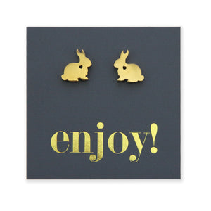 Stainless Steel Earring Studs - Enjoy - BIG BUNNY RABBIT LOVE