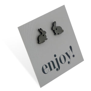 Stainless Steel Earring Studs - Enjoy - BIG BUNNY RABBIT LOVE