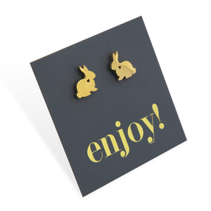 Stainless Steel Earring Studs - Enjoy - BIG BUNNY RABBIT LOVE