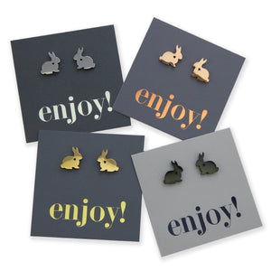 Stainless Steel Earring Studs - Enjoy - BIG BUNNY RABBIT LOVE