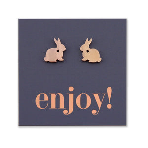 Stainless Steel Earring Studs - Enjoy - BIG BUNNY RABBIT LOVE