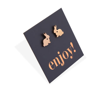 Stainless Steel Earring Studs - Enjoy - BIG BUNNY RABBIT LOVE