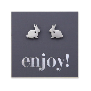 Stainless Steel Earring Studs - Enjoy - BIG BUNNY RABBIT LOVE