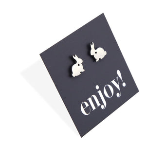 Stainless Steel Earring Studs - Enjoy - BIG BUNNY RABBIT LOVE