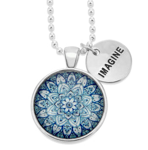 Heart & Soul Collection - Bright Silver ' IMAGINE ' Necklace - Floral Ice (10564)