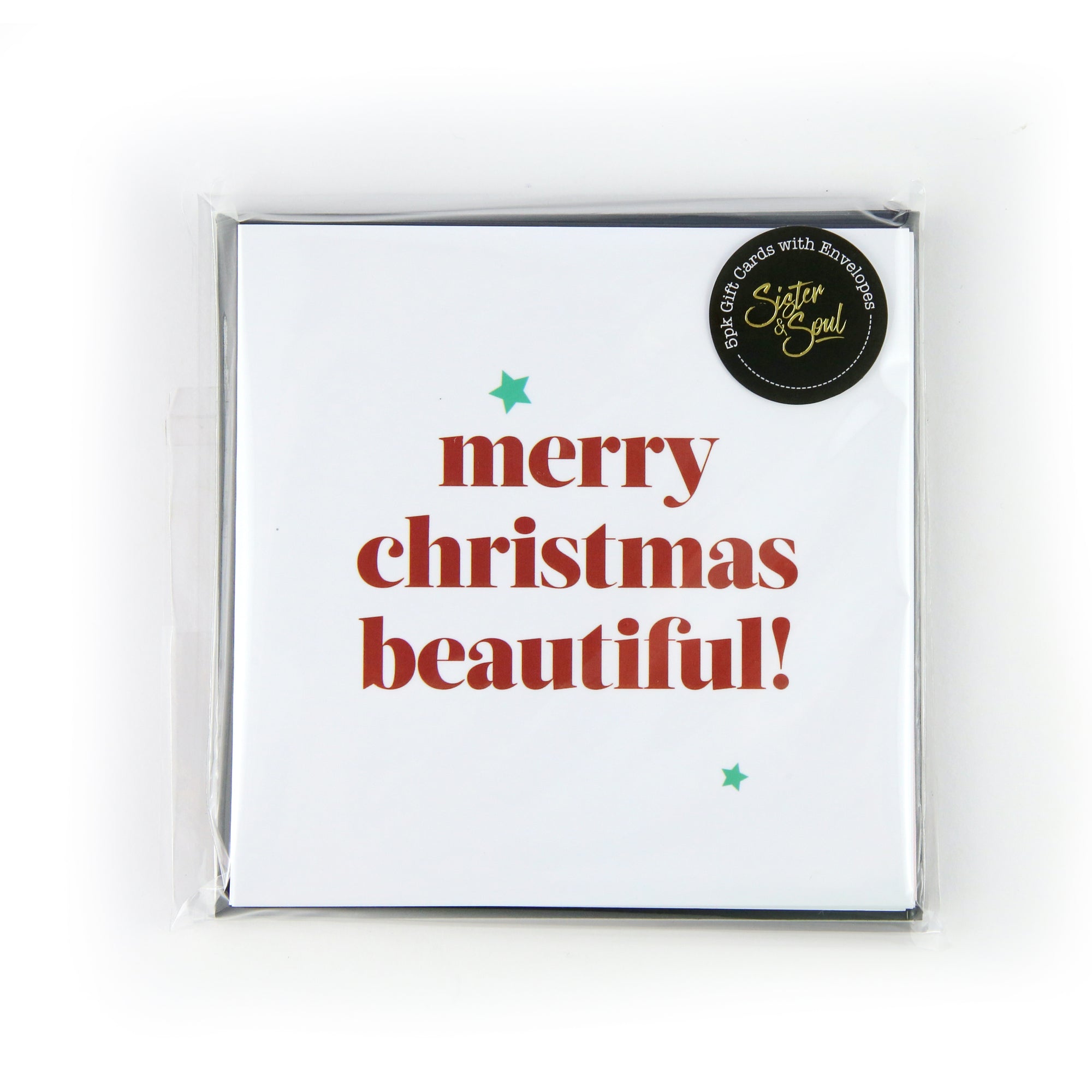 Christmas cards with meaningful words, pack of 5.