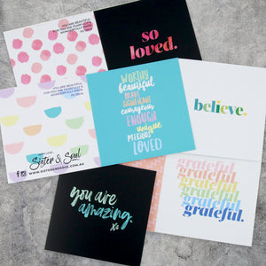 Meaningful gift card packs with words to inspire. 