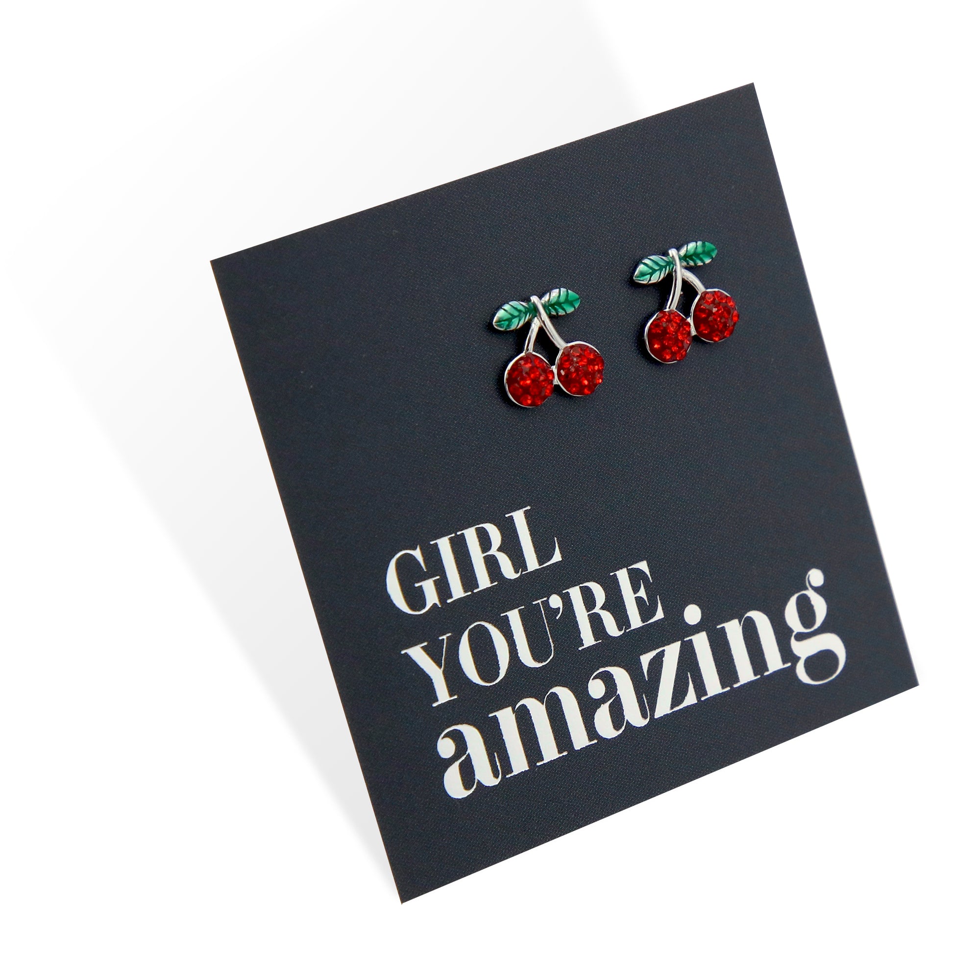 Red Cherry - Sterling Silver Studs - Girl You're Amazing (11464)