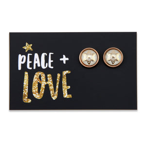 Festive Favourites - Peace + Love - Deluxe Rose Gold Stainless Steel Stud - Gold Star (11255)