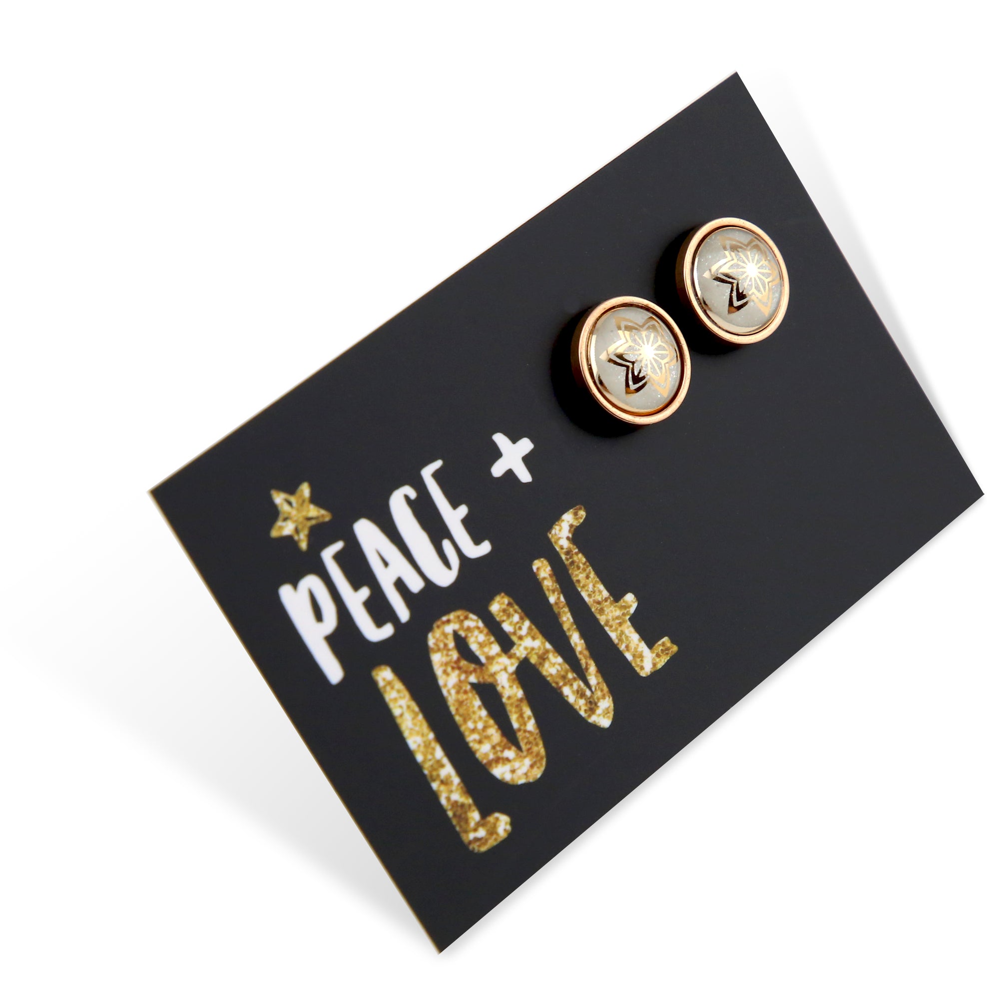 Festive Favourites - Peace + Love - Deluxe Rose Gold Stainless Steel Stud - Gold Star (11255)