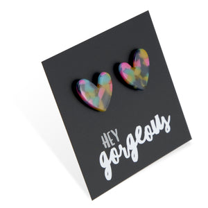 Hey Gorgeous - Resin Heart Studs - Jazz (12062)