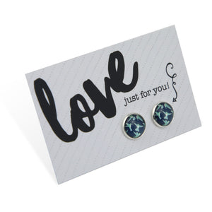 TEAL COLLECTION - Love Just For You - Bright Silver 12mm Circle Studs - Hummingbird Flock (12342)