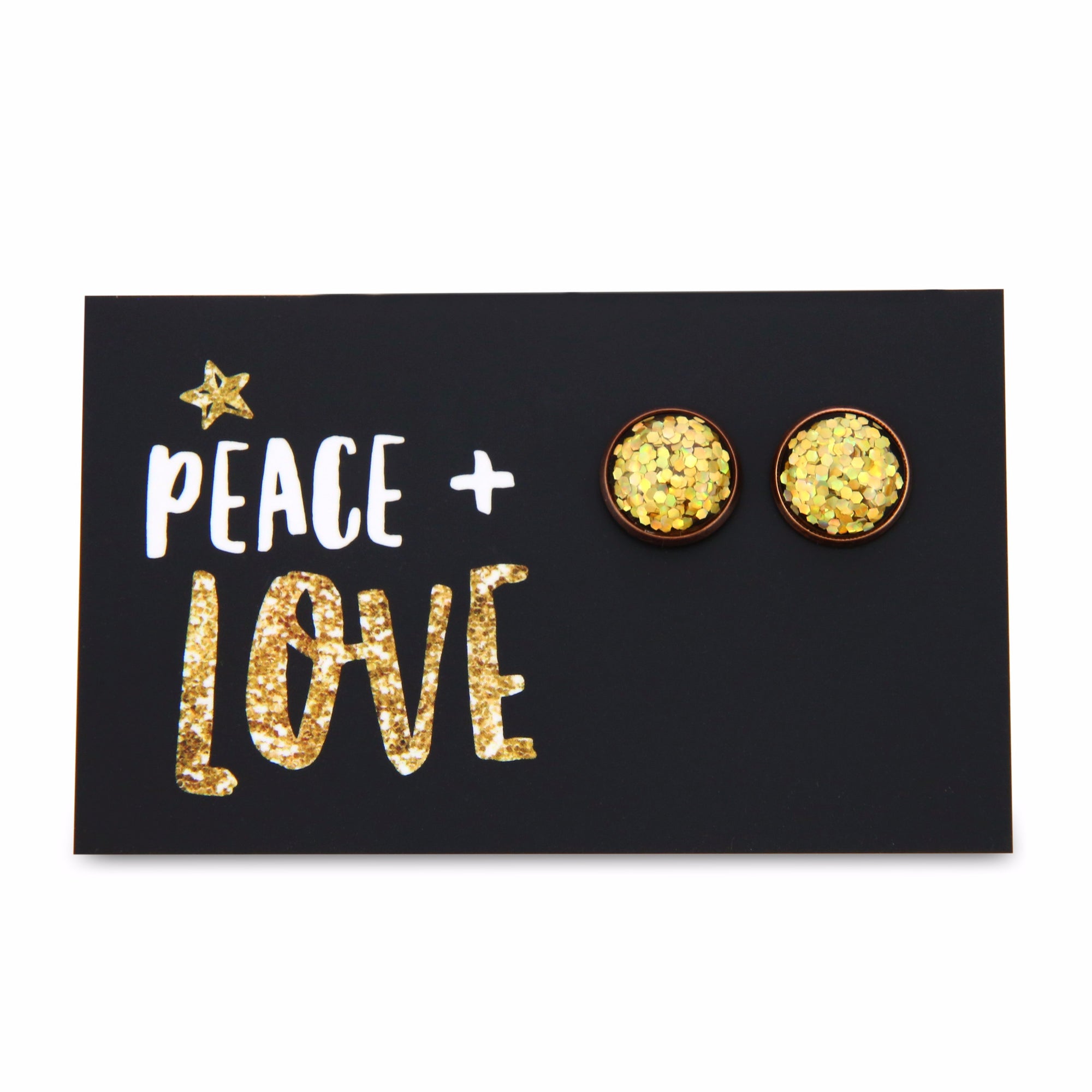 SPARKLEFEST - Peace + Love - Vintage Copper Stud - Gold Glitter (12535)