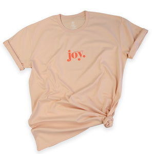 Joy - Plus Size Long Boxy Tee - Peach with Sunrise Orange Print