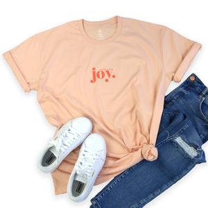 Joy - Plus Size Long Boxy Tee - Peach with Sunrise Orange Print