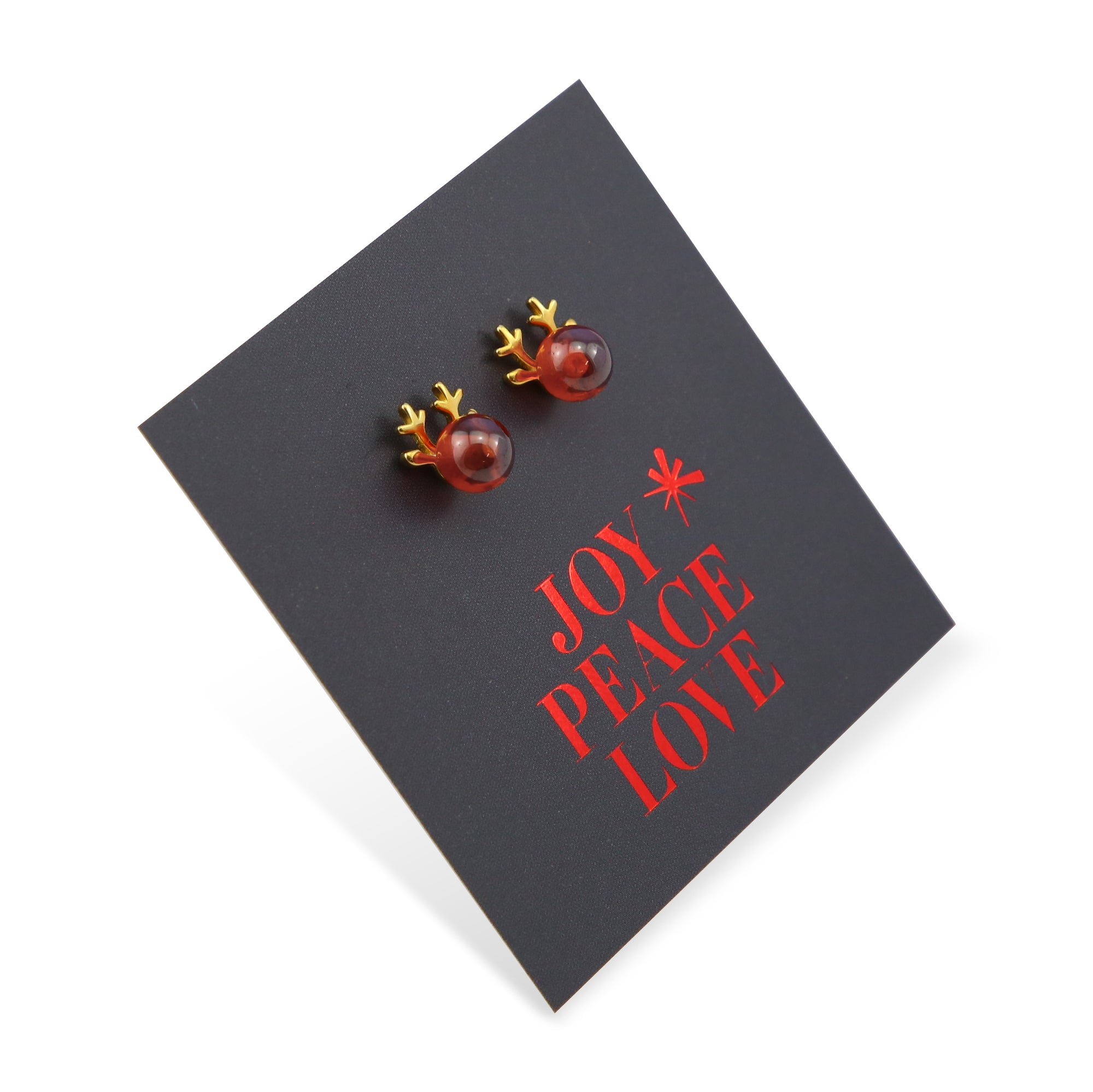 Reindeer Nose - 18k Plated Gold Sterling Silver  Studs- Joy Peace Love (2304-R)