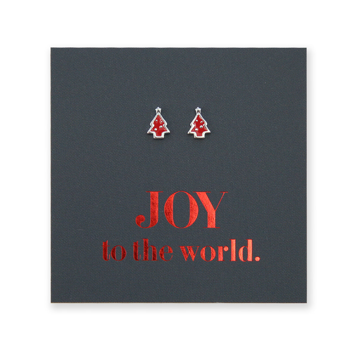 Tiny Christmas Tree Studs - Red Enamel Sterling Silver - Joy To The World (8910-F)