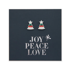 Sterling Silver Studs - Joy Peace Love - Christmas Tree (8603-R)