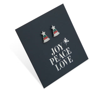 Sterling Silver Studs - Joy Peace Love - Christmas Tree (8603-R)