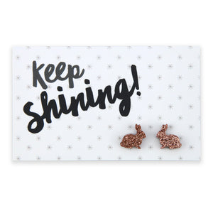 Sparkle Bunny Acrylic Stud - Keep Shining - Rose Gold Glitter (9313)