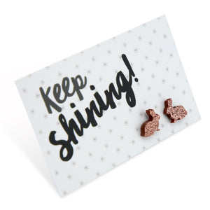 Sparkle Bunny Acrylic Stud - Keep Shining - Rose Gold Glitter (9313)