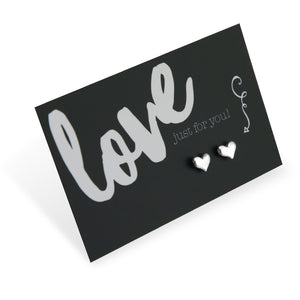 Cute Heart Earring Studs -  Love Just For You - Silver (9507)