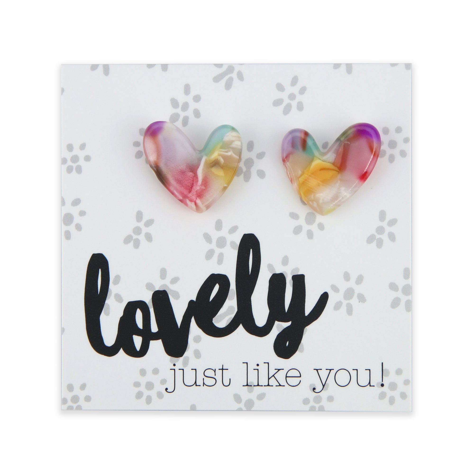 Lovely Just Like You - Resin Heart Studs - Flamenco (11325)