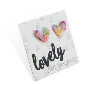 Lovely Just Like You - Resin Heart Studs - Flamenco (11325)