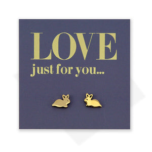 Stainless Steel Earring Studs - Love Just For You - TINY BUNNIES