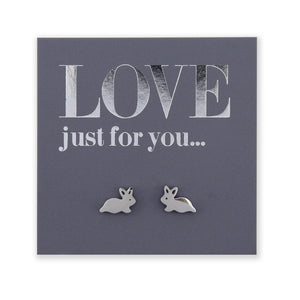 Stainless Steel Earring Studs - Love Just For You - TINY BUNNIES