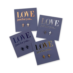 Stainless Steel Earring Studs - Love Just For You - CROSS