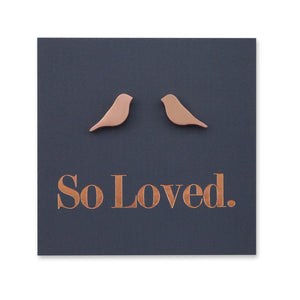 Stainless Steel Earring Studs - So Loved - BIRDS