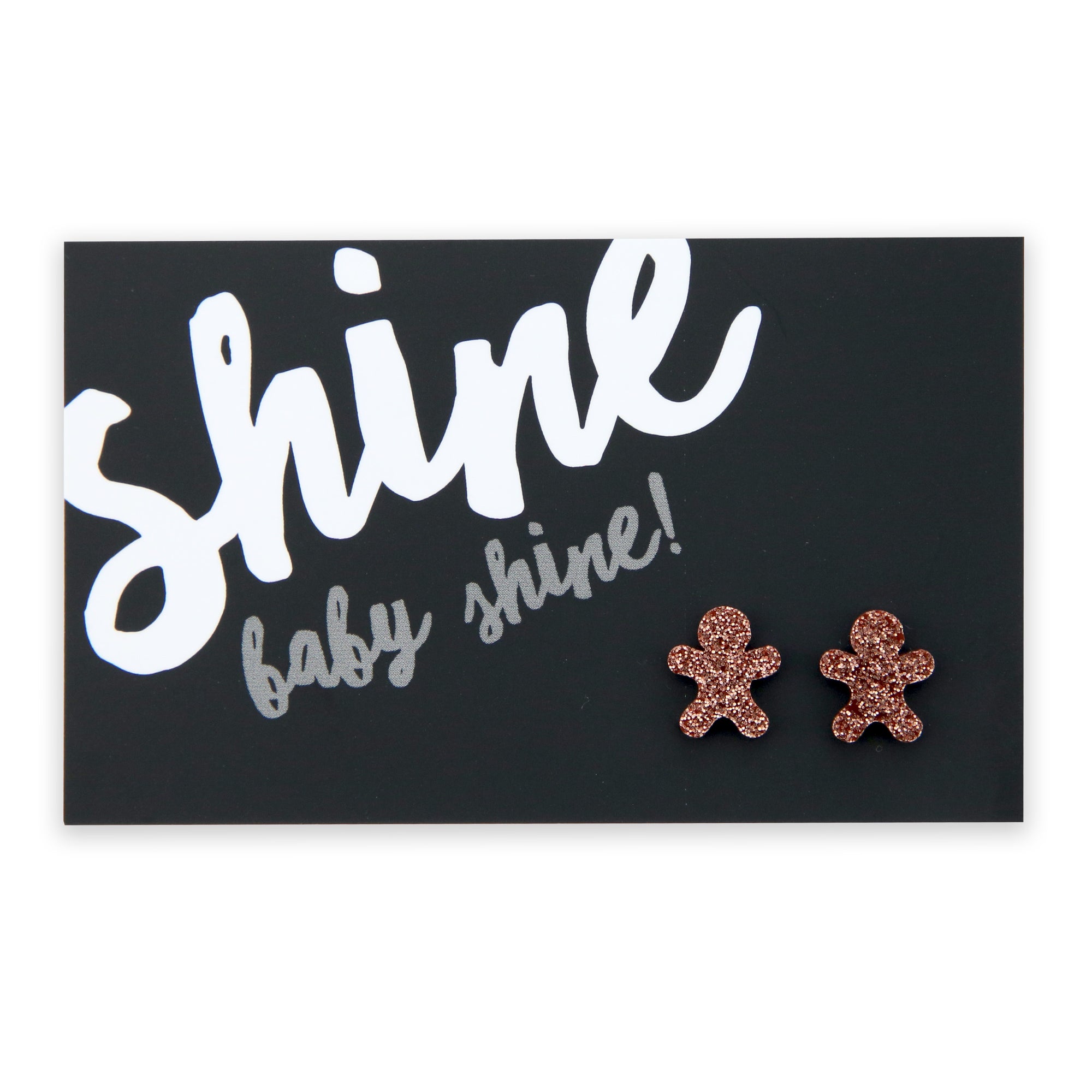 Sparkle Acrylic Studs - Shine Baby Shine - Rose Gold Glitter Gingerbread (9105)