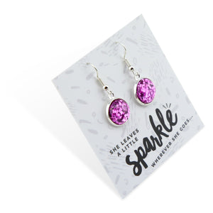 SPARKLEFEST - She Leaves A Little Sparkle - Stainless Steel Bright Silver Dangles - Violet Pop (2107-R)