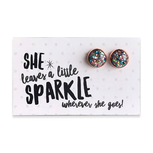 SPARKLEFEST - She Leaves a Little Sparkle - Rose Gold 12mm Circle Studs - Glitter Pastels (9506)