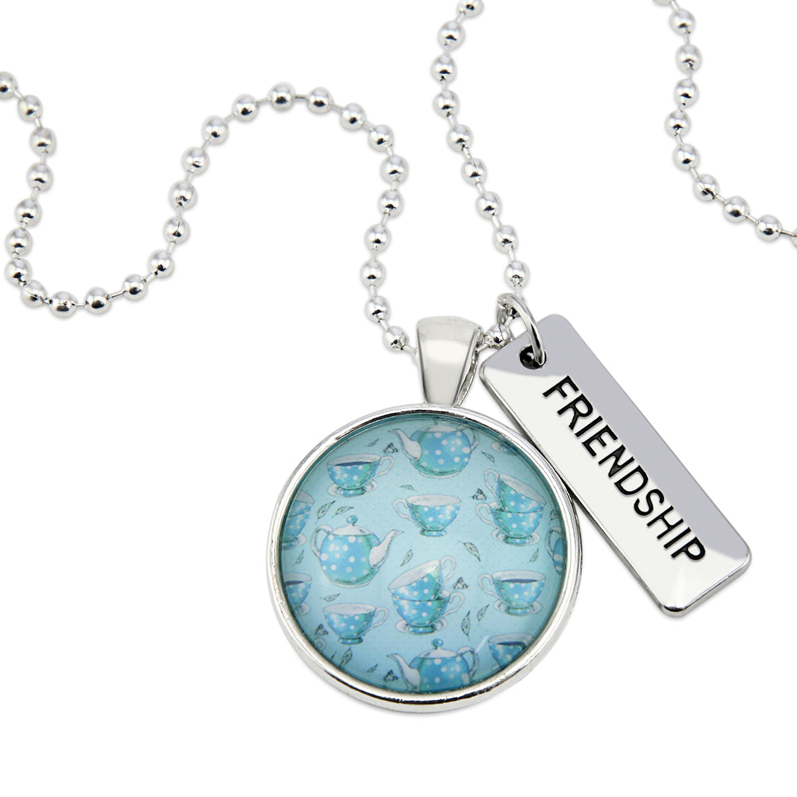 TEAL COLLECTION - Bright Silver 'Friendship' Necklace - Tea Time (1286
