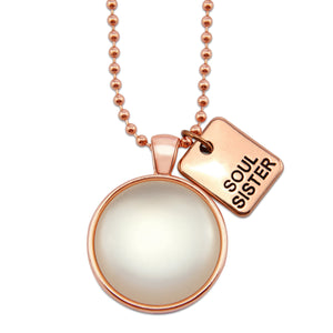 Rose Gold 'SOUL SISTER' Necklace - White Pearl Resin (11163)