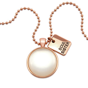 Rose Gold 'SOUL SISTER' Necklace - White Pearl Resin (11163)