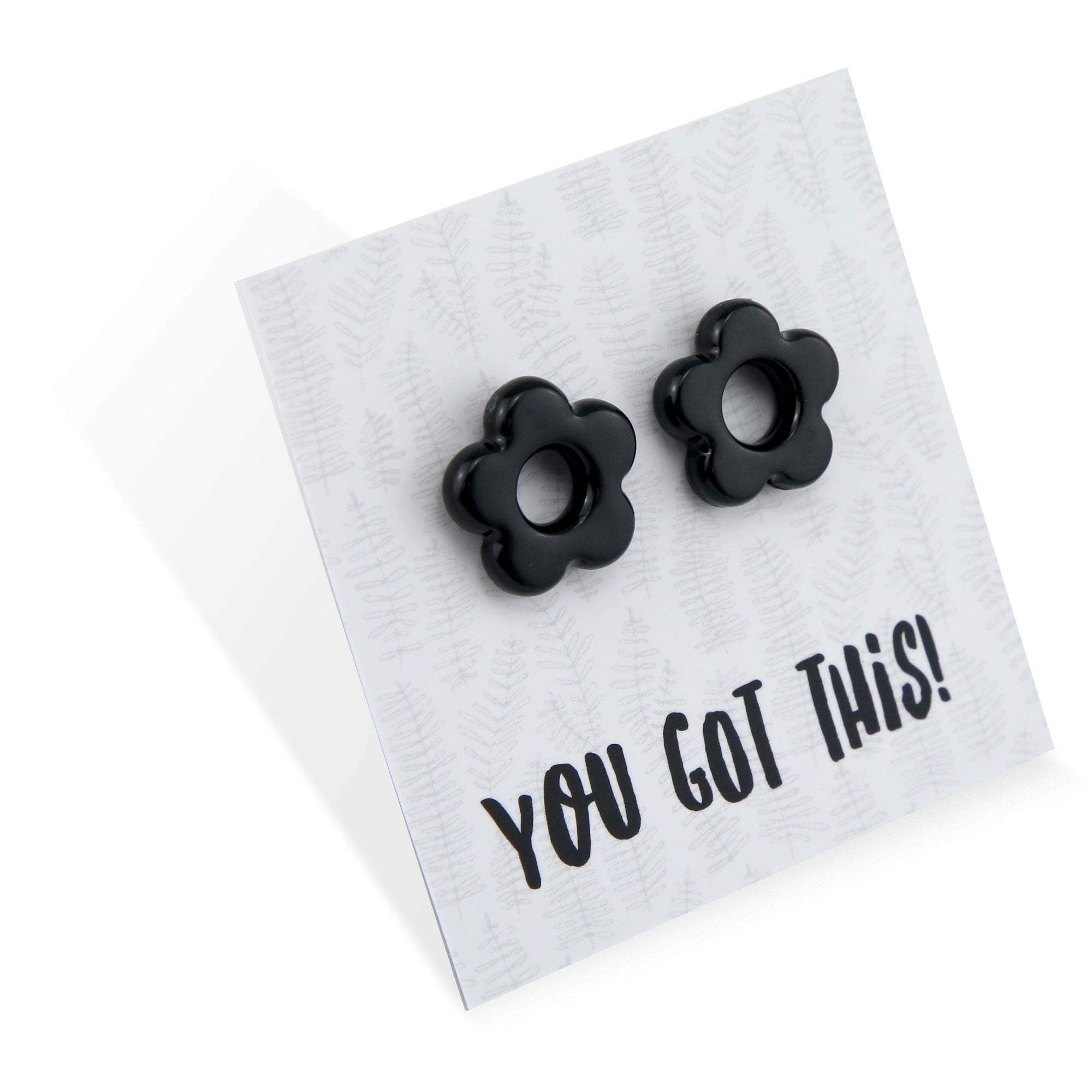 You Got This - Resin Flower Studs - Black (11522)